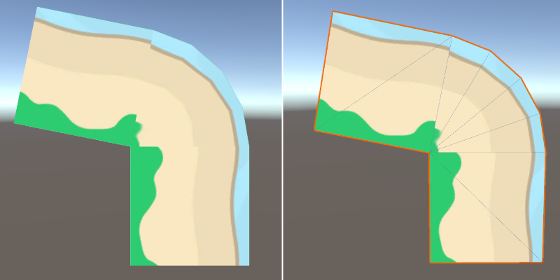 Screenshot showing rough corners using additional triangles.